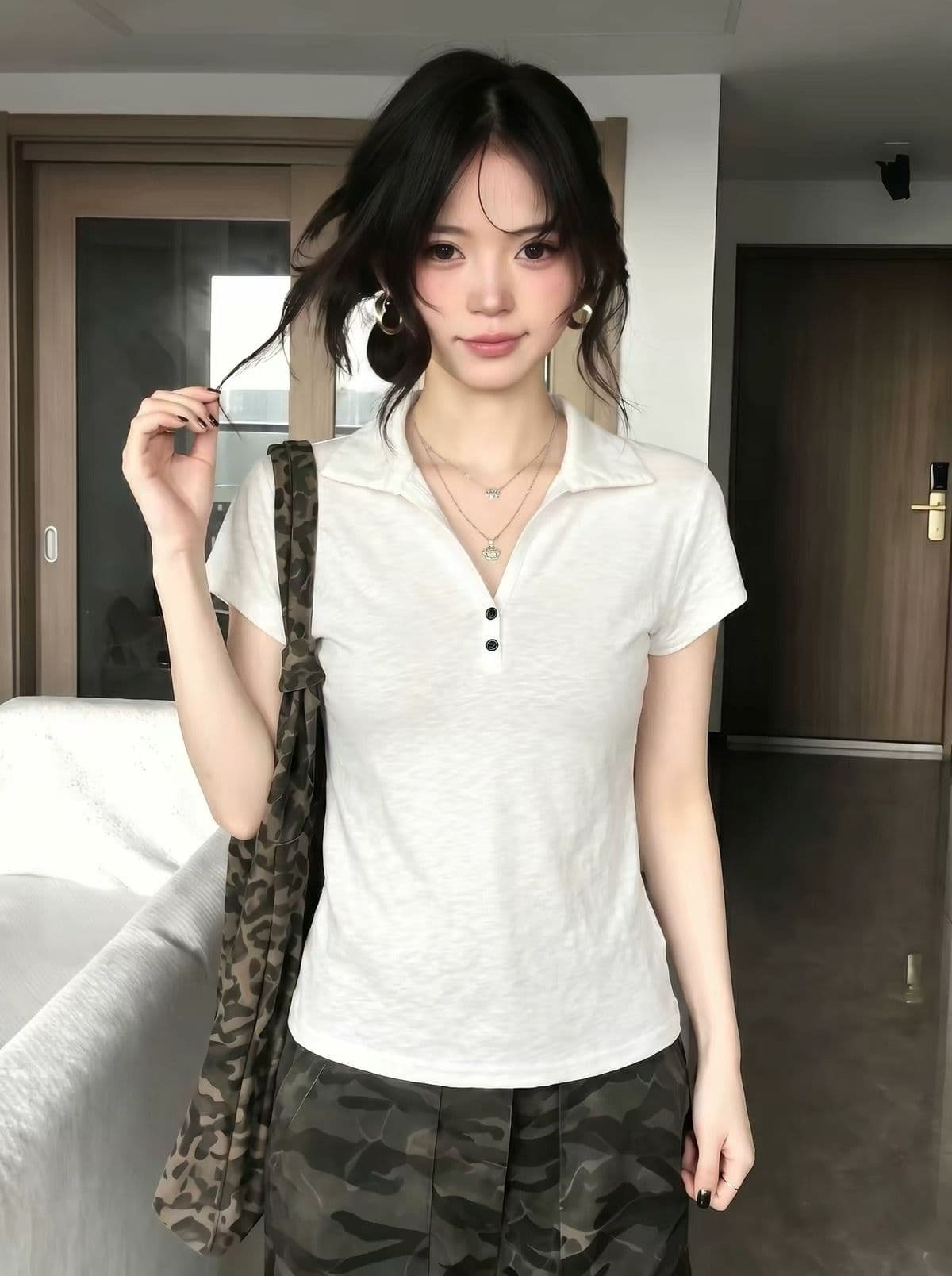 광저우 원단 반팔 티셔츠 여성 상세 이미지 2