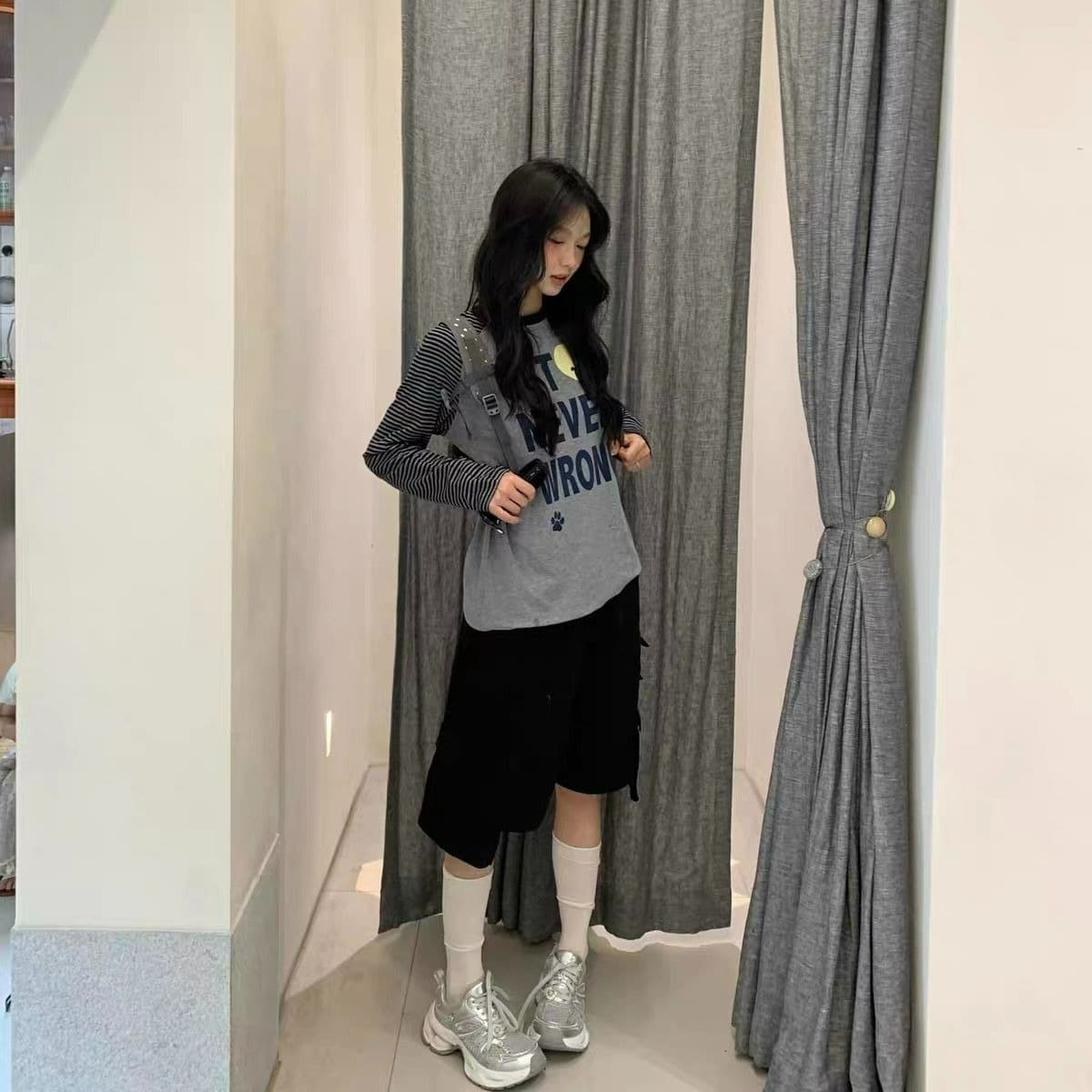 원본 솜씨 순면 220 그램 긴팔 티셔츠 여성 이미지 5