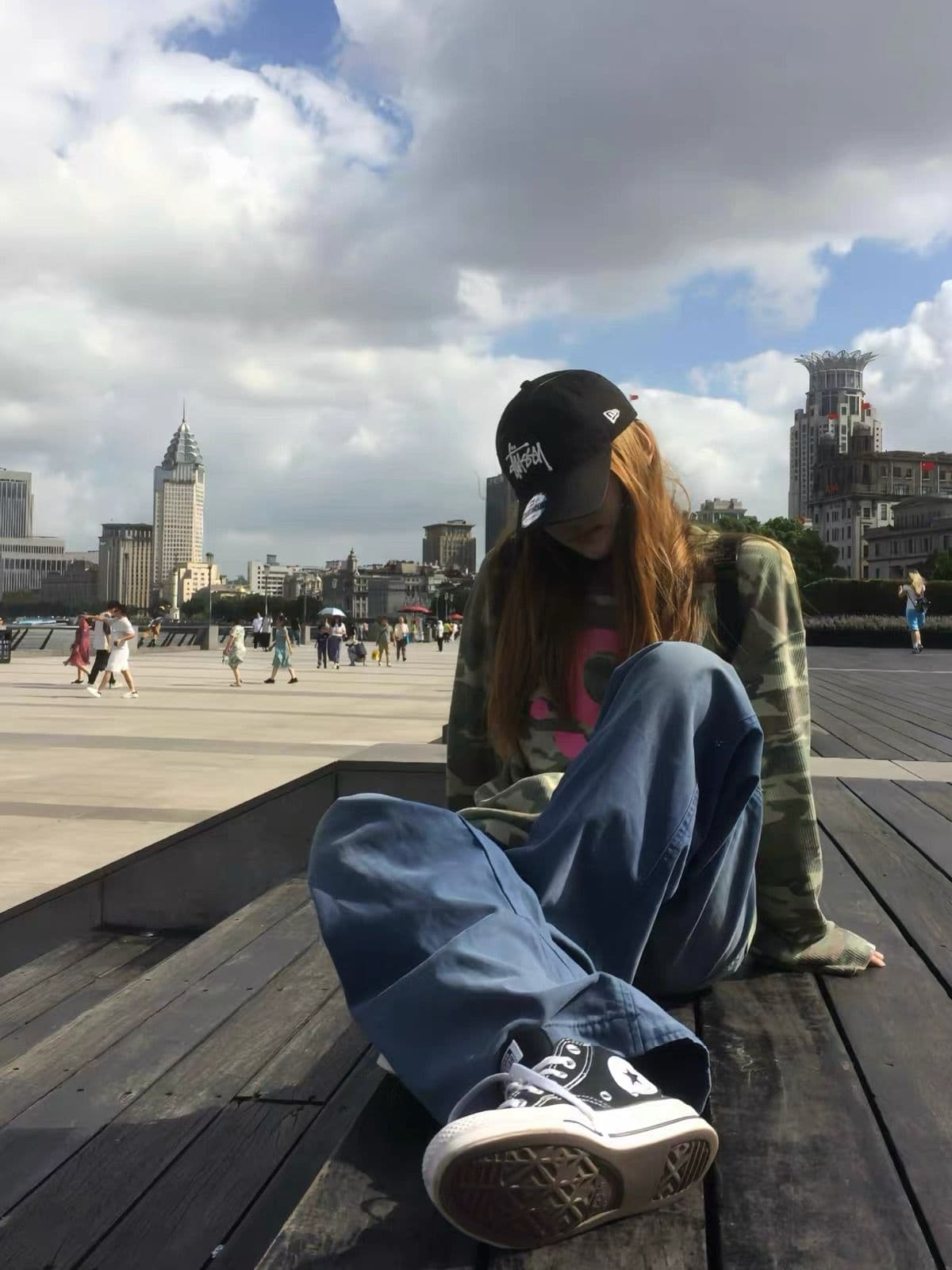 65 35 후아 남편 그리드 250그램 긴팔 티셔츠 여성 이미지 3