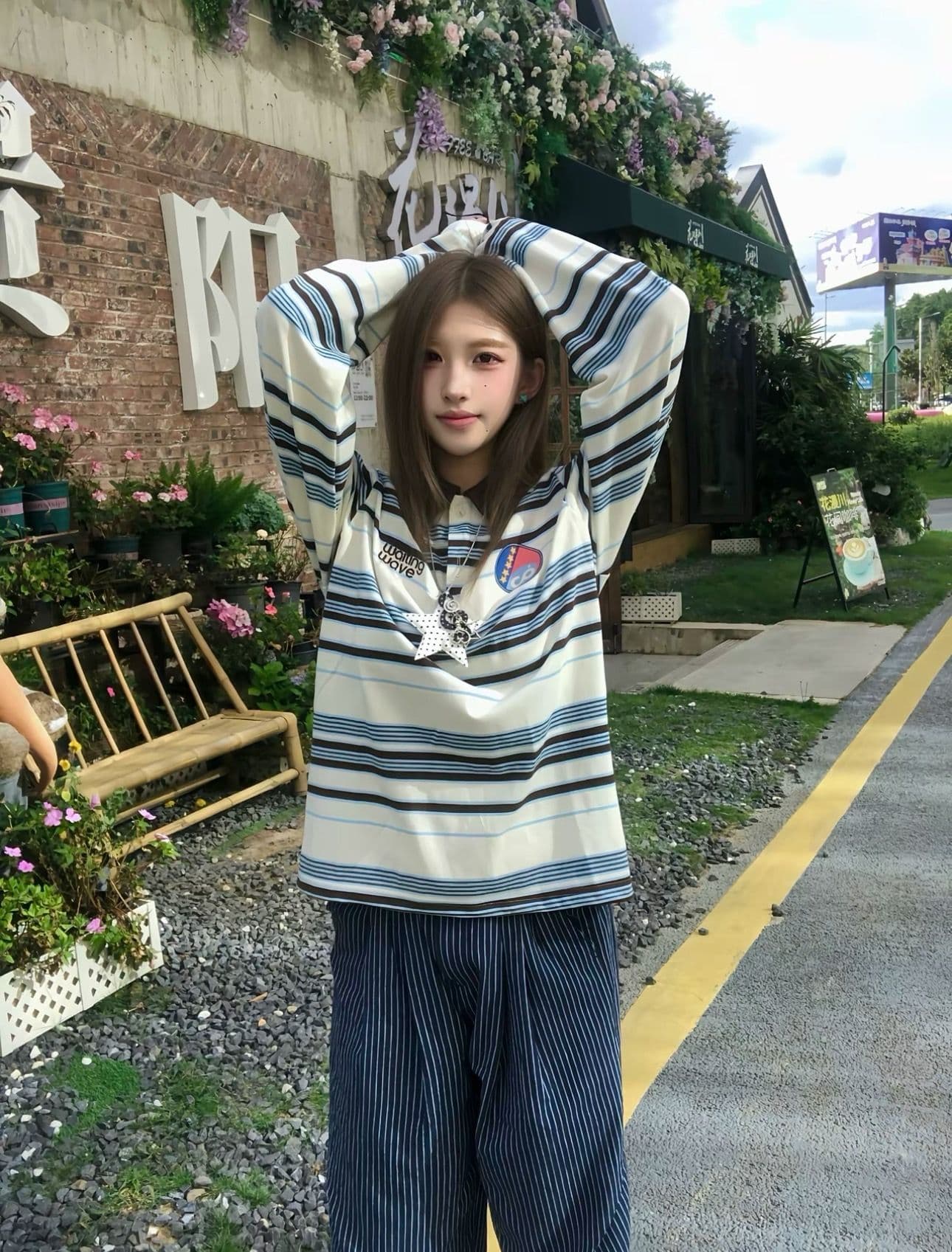 원본 솜씨 광저우 원본 원단 긴팔 티셔츠 여성 이미지 3