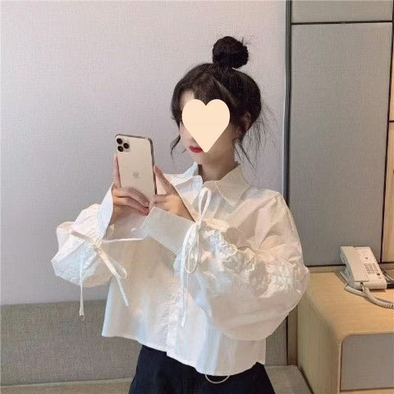 긴팔 셔츠 맨위 여성 의류 트렌디 가을 새로운 패션 프랑스식 베이비 칼라 달콤함 루즈핏 다용도 이미지 3