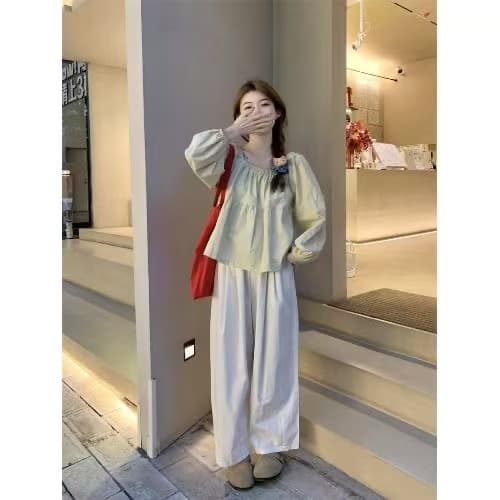 프랑스식 품격 광장 칼라 거품 소매 여성 셔츠 디자인 센스 작은 대중 달콤함 연령 감소 쇼트 스타일 인형 셔츠 봄 가을 맨위 상세 이미지 6