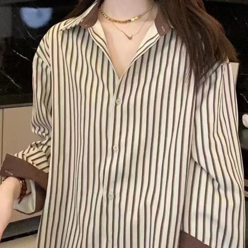 2026 이른 봄 새로운 외출용 셔츠 긴팔 루즈핏 외국 가스 센스 고급 레트로 두꺼운 스택 셔츠 재킷 겨울 이미지 2