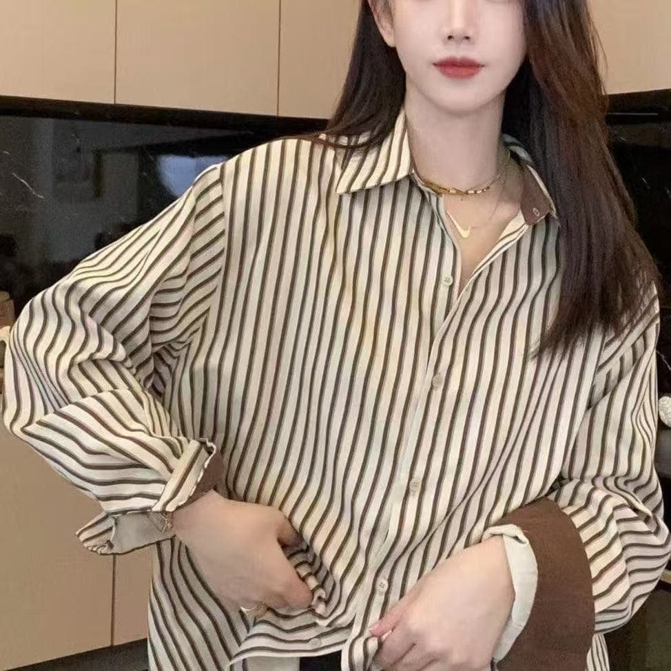 2026 이른 봄 새로운 외출용 셔츠 긴팔 루즈핏 외국 가스 센스 고급 레트로 두꺼운 스택 셔츠 재킷 겨울 이미지 5