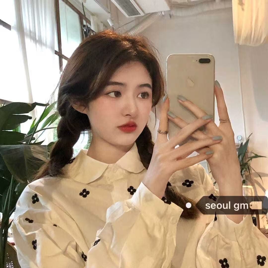 한 부서 펌프 로프 거품 소매 프린트 작은 꽃 레트로 디자인 센스 루즈핏 여성 셔츠 귀여운 다용도 셔츠 이미지 2