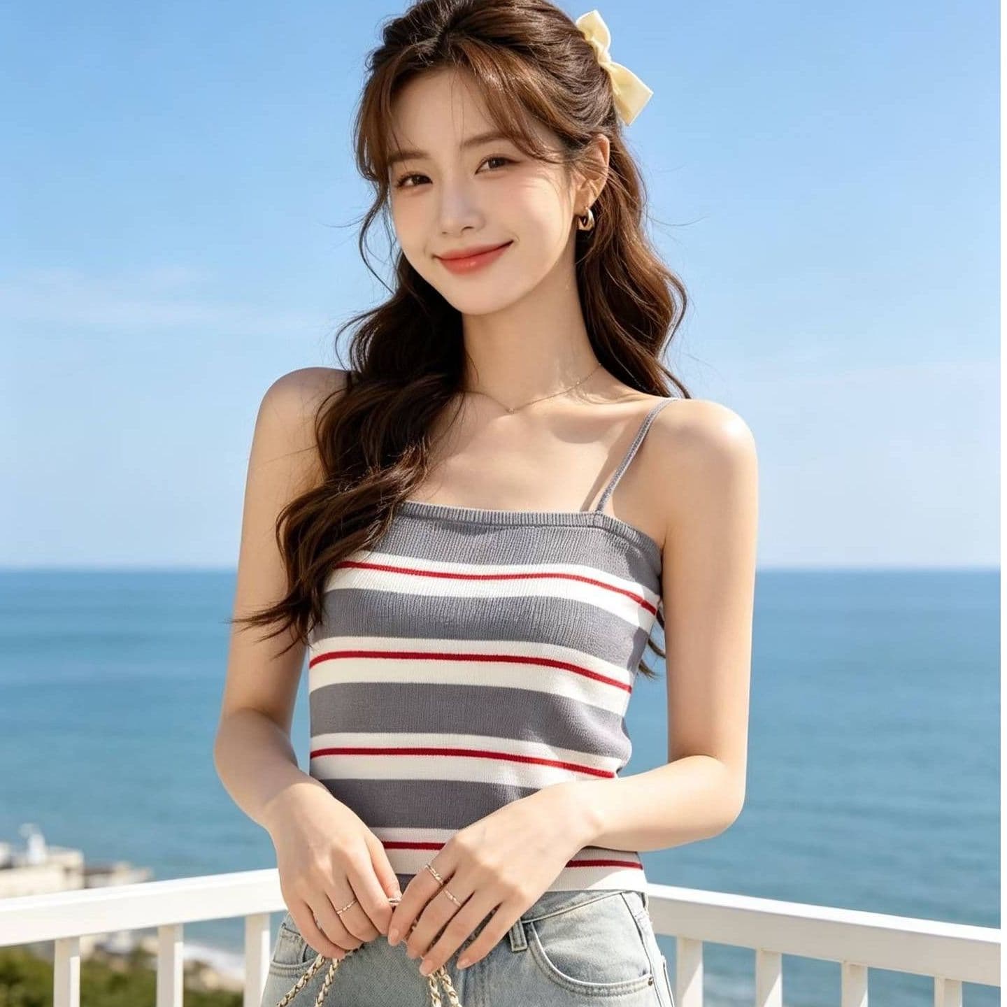2026 한 부서 연령 감소 배색 스트라이프 니트 풀오버 슬립