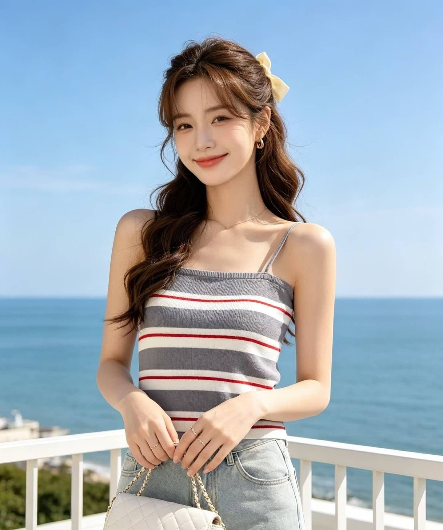 2026 한 부서 연령 감소 배색 스트라이프 니트 풀오버 슬립 상세 이미지 1