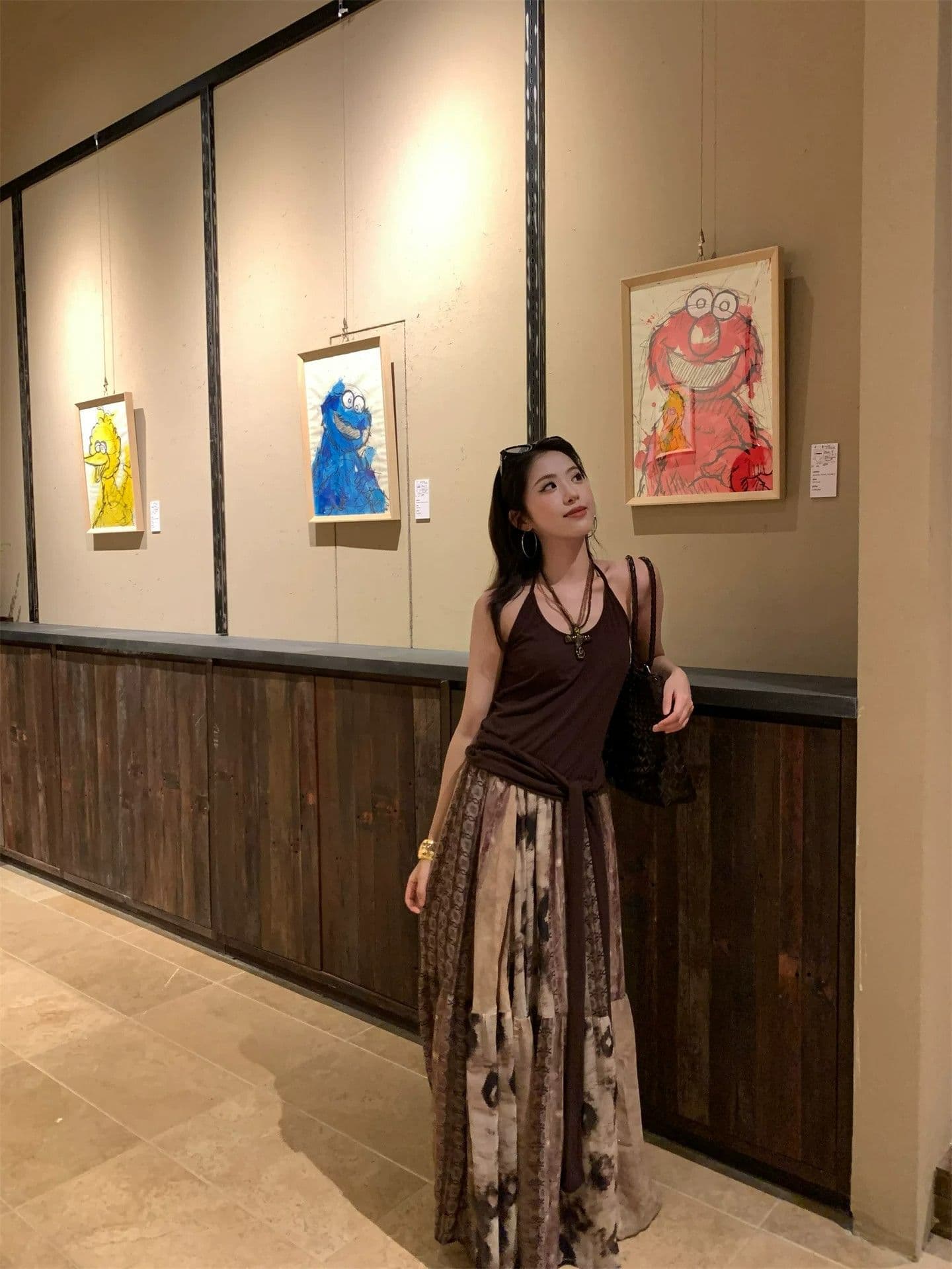 여름 휴가 불모지 바람 행침 목 슬립 반신 스커트 두 조각 여성 세트 여름 여행 착용 가져 가라. 휴가 세트 상세 이미지 3