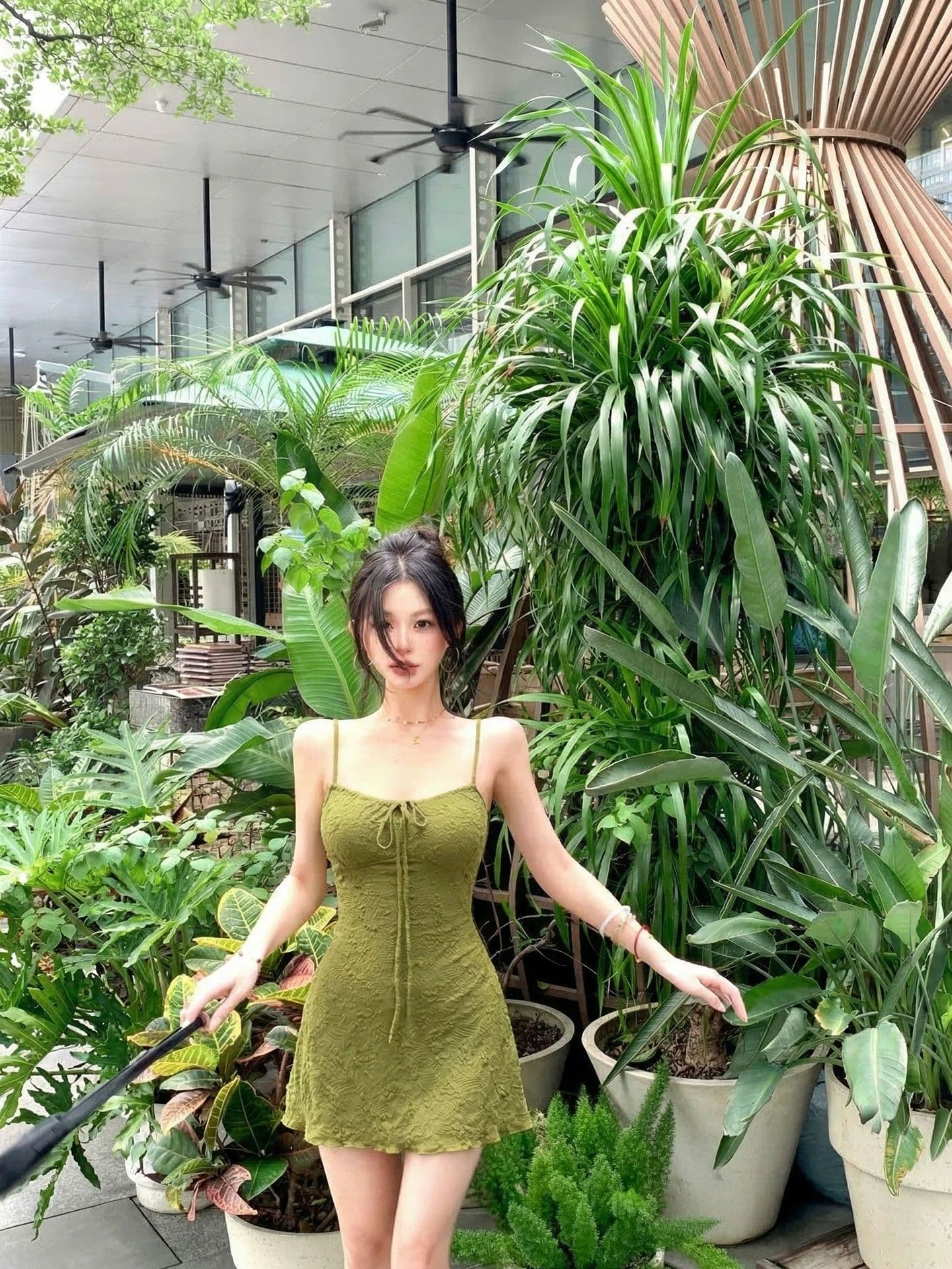 작은 키 세트 섹시함 녹색 슬립 여성 드레스 여름 휴가 바람 허리 수축 몸매 가꾸기 슬림해 보이는 핫걸 미니 스커트 상세 이미지 3