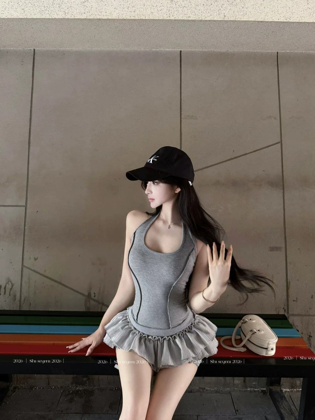 섹시함 핫걸 백리스 민소매 행침 목 여성 드레스 여름 허리 수축 몸매 가꾸기 케이크 치마 품격 슬림해 보이는 미니 스커트 상세 이미지 4