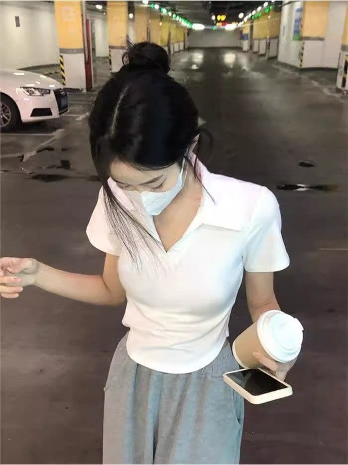 260 그램 모달 POLO 칼라 티셔츠 디자인 센스 작은 대중 순수한 욕망 바람 몸매 가꾸기 슬림해 보이는 여름 쇼트 스타일 맨위 이미지 4