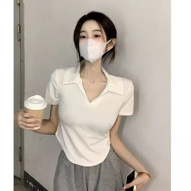 260 그램 모달 POLO 칼라 티셔츠 디자인 센스 작은 대중 순수한 욕망 바람 몸매 가꾸기 슬림해 보이는 여름 쇼트 스타일 맨위 상세 이미지 2