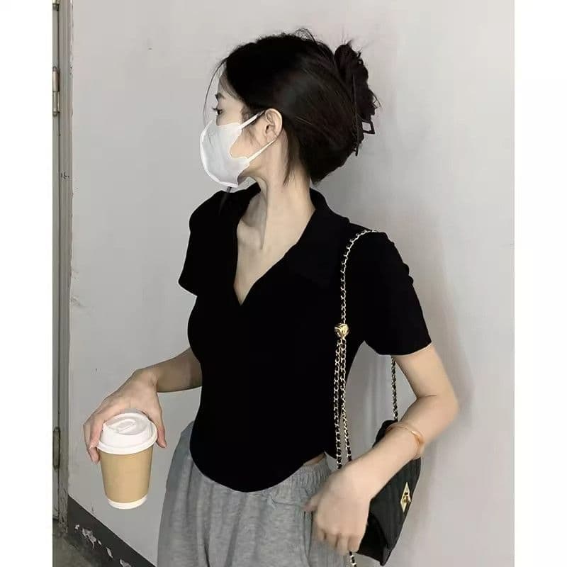 260 그램 모달 POLO 칼라 티셔츠 디자인 센스 작은 대중 순수한 욕망 바람 몸매 가꾸기 슬림해 보이는 여름 쇼트 스타일 맨위 상세 이미지 6