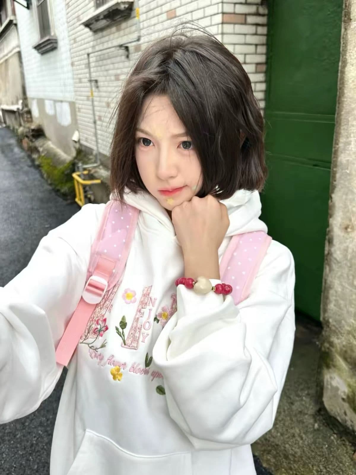 얇은 스타일 작은 샤넬 스타일 자수 이후 패키지 칼라 순수한 Mianhua 면 복합 후드티 여성 상세 이미지 3