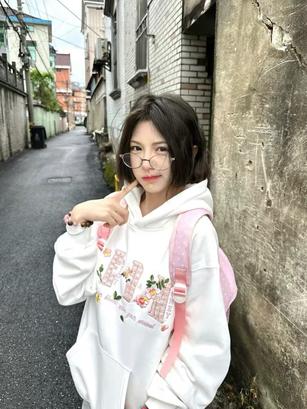 얇은 스타일 작은 샤넬 스타일 자수 이후 패키지 칼라 순수한 Mianhua 면 복합 후드티 여성 상세 이미지 4