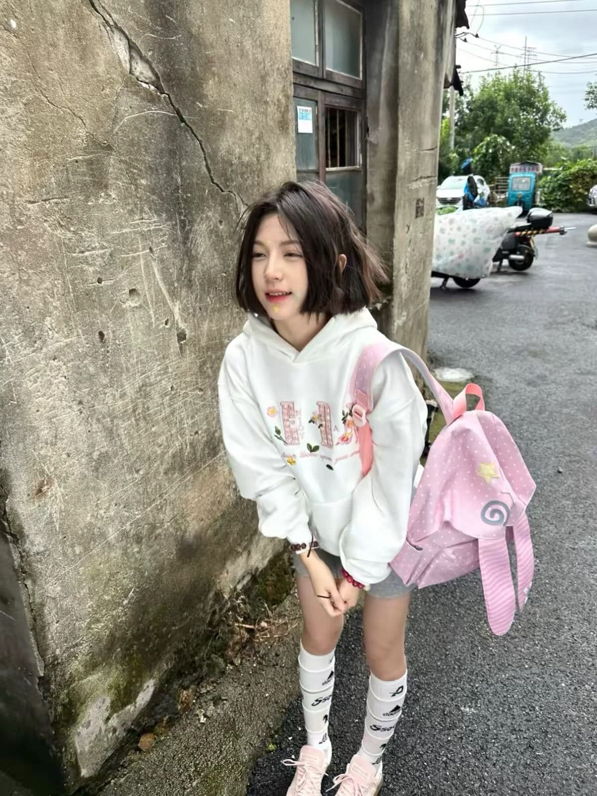 얇은 스타일 작은 샤넬 스타일 자수 이후 패키지 칼라 순수한 Mianhua 면 복합 후드티 여성 상세 이미지 5