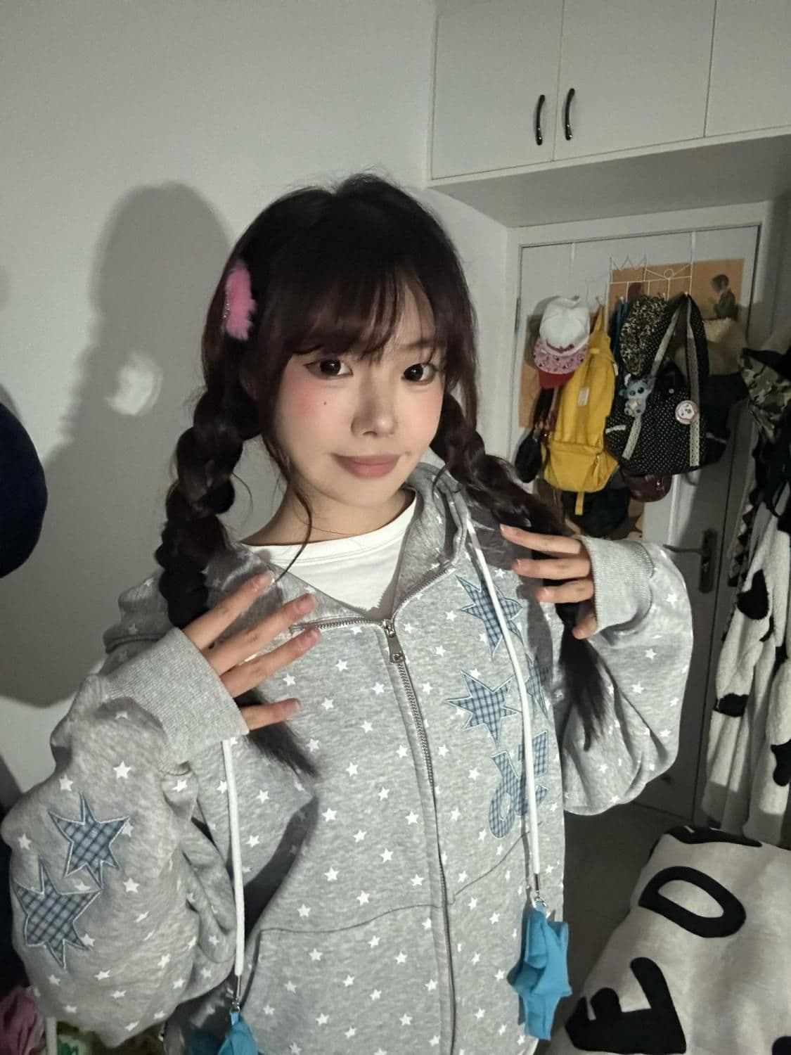 얇은 스타일 백금 지퍼 이후 패키지 칼라 순수한 Mianhua 면 복합 후드티 여성 이미지 2