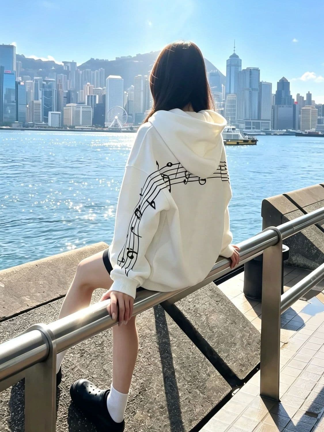 얇은 스타일 원본 자수 이후 패키지 칼라 순수한 Mianhua 면 복합 후드티 여성 이미지 3