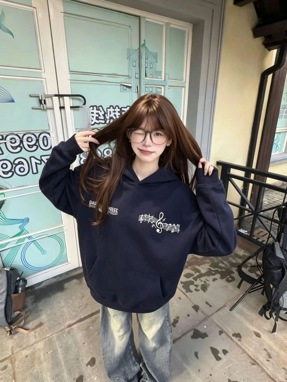 얇은 스타일 원본 자수 이후 패키지 칼라 순수한 Mianhua 면 복합 후드티 여성 상세 이미지 7