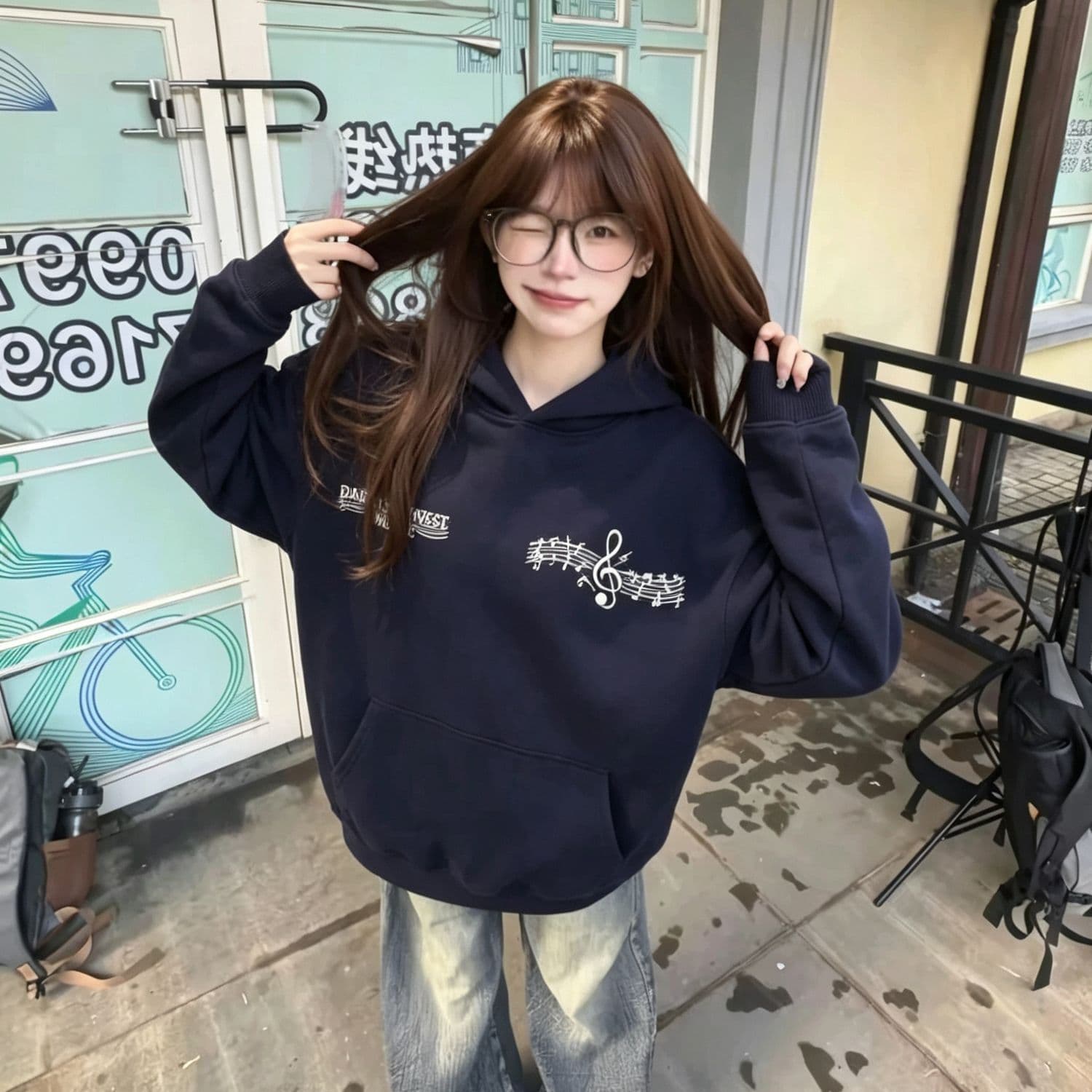 얇은 스타일 원본 자수 이후 패키지 칼라 순수한 Mianhua 면 복합 후드티 여성 상세 이미지 10