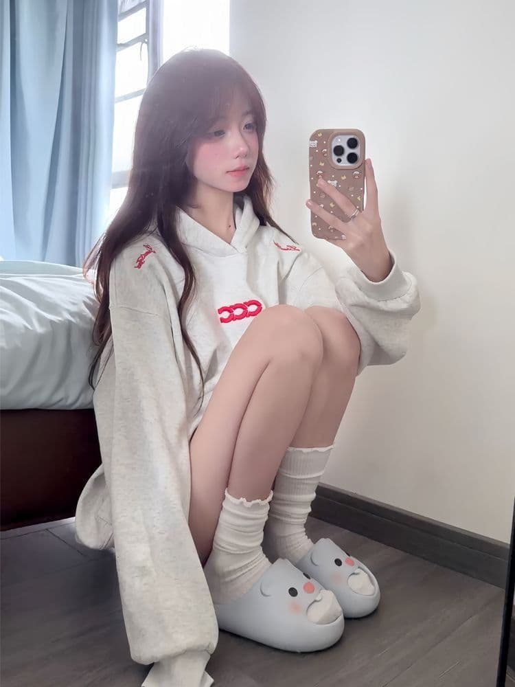 얇은 스타일 모자 접착제 표준 이후 패키지 칼라 순수한 Mianhua 면 복합 후드티 여성 상세 이미지 6