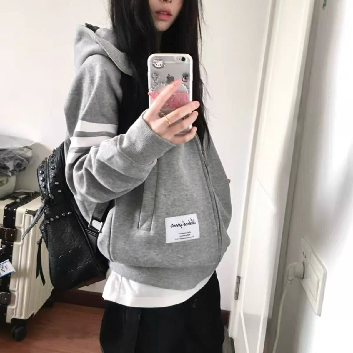 얇은 스타일 원본 천 인사이드 펌프 순수한 Mianhua 면 복합 후드티 여성 이미지 5
