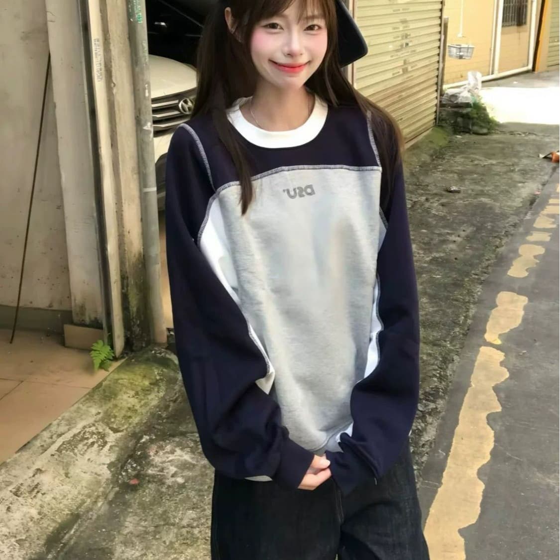 얇은 스타일 이후 패키지 칼라 순수한 Mianhua 면 복합 후드티 여성 이미지 5