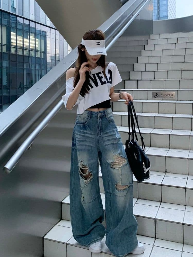 40 얼음 부드러운 순면 아메리칸 높음 거리 레트로 핫픽스 알파벳 오프숄더 반팔 티셔츠 여성 여름 쇼트 스타일 이슬 뼈의 맨위 상세 이미지 14