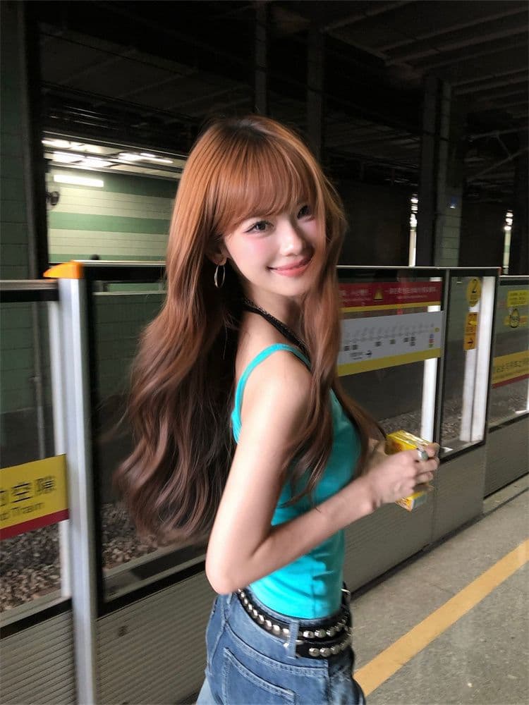 40 순면 아메리칸 핫걸 바람 파란색 캐미솔 여름 품격 몸매 가꾸기 슬림해 보이는 아름다움 뒤로 연령 감소 맨위 상세 이미지 12