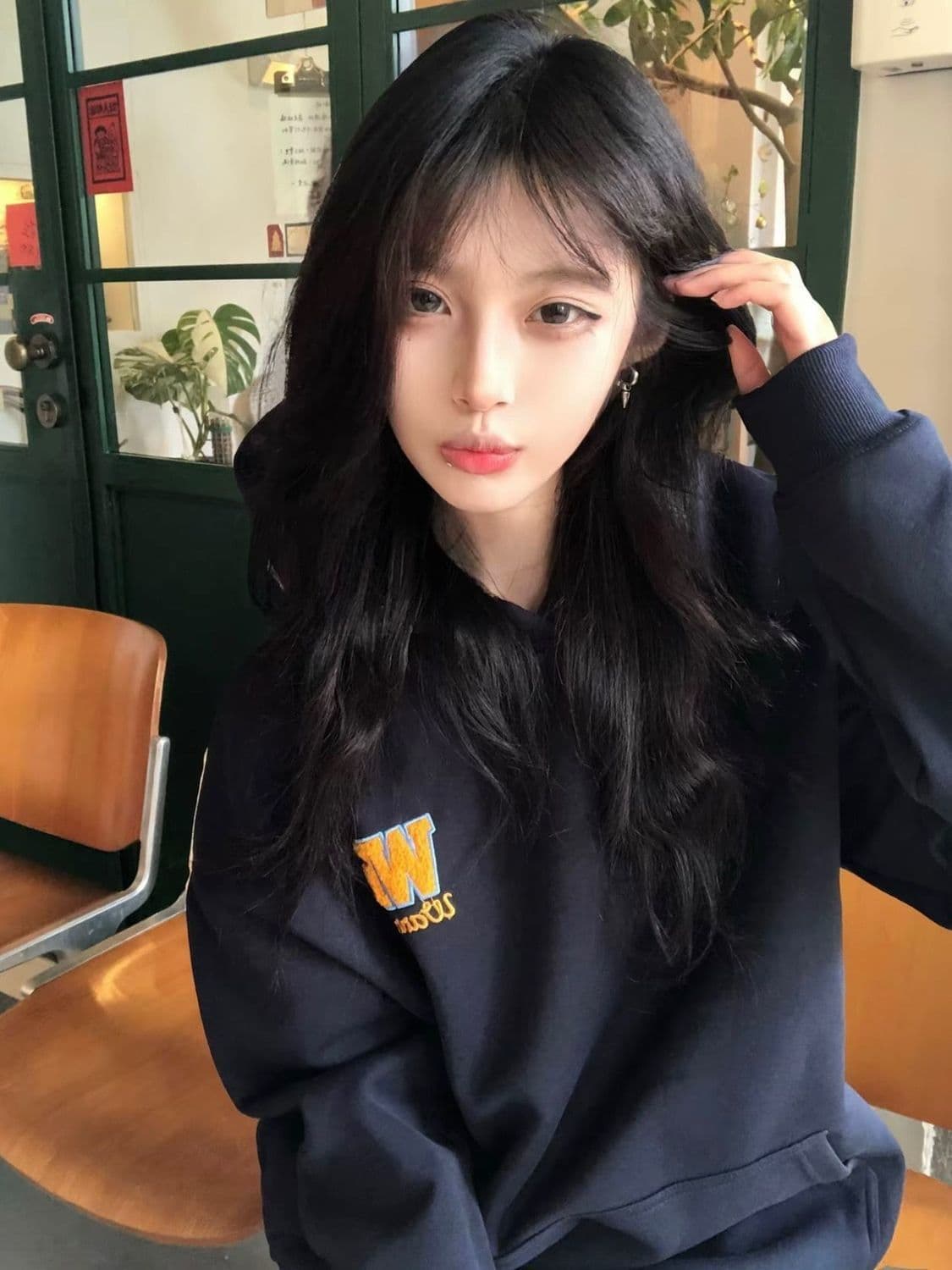 얇은 스타일 털이 있는 자수 원본 솜씨 순수한 Mianhua 면 복합 후드티 여성 이미지 3