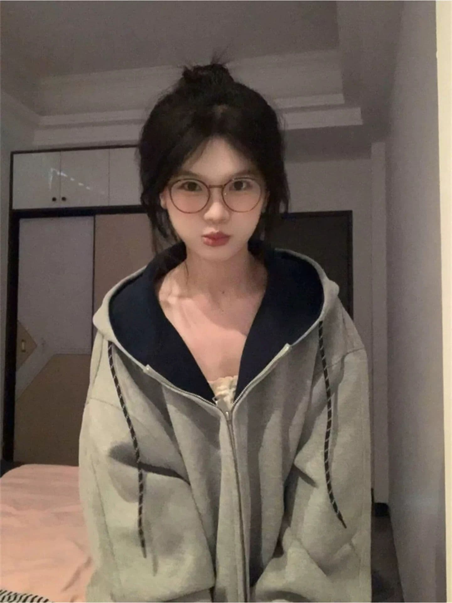 얇은 스타일 털이 있는 원본 솜씨 순수한 Mianhua 면 복합 후드티 여성 상세 이미지 2