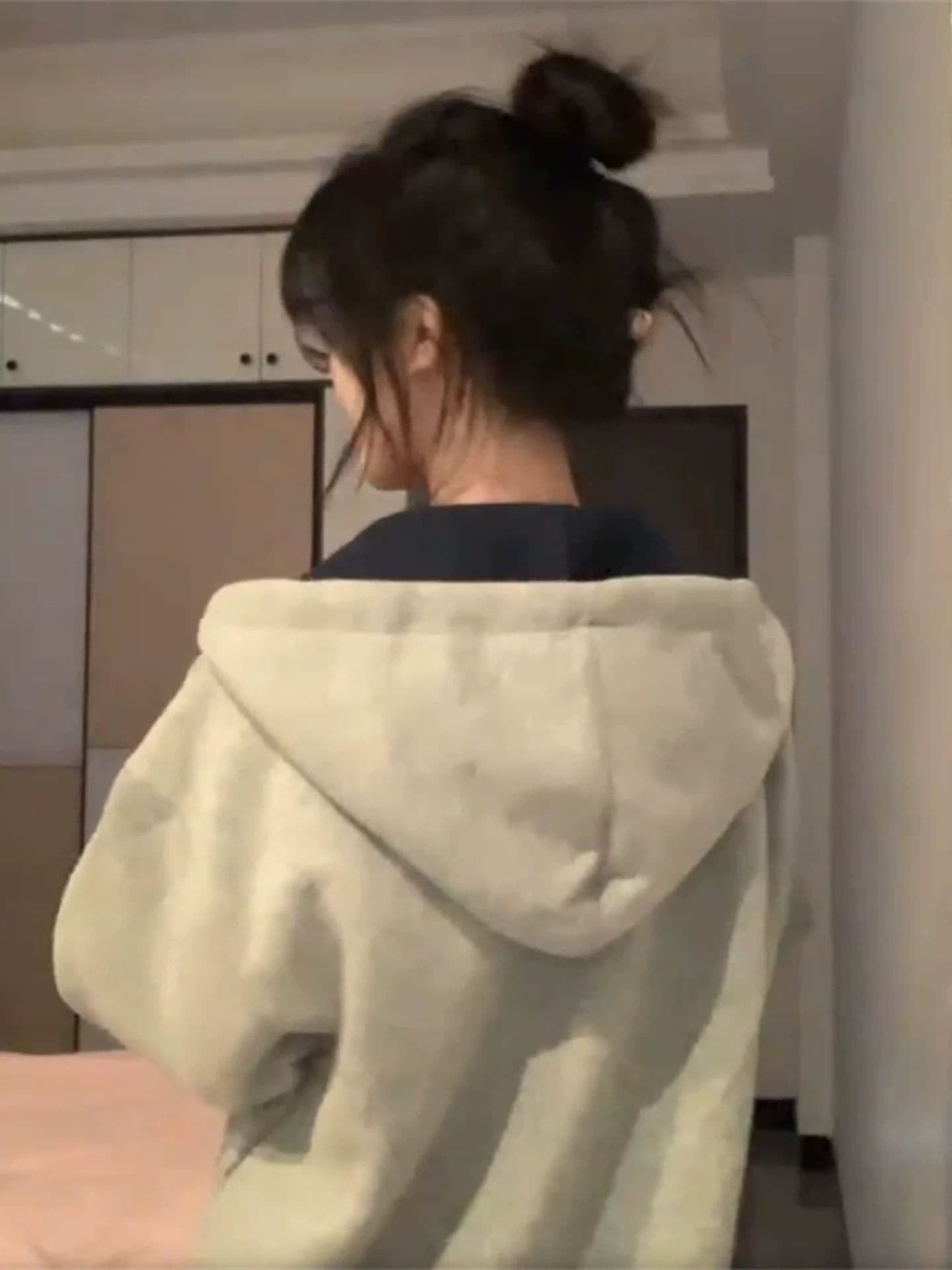 얇은 스타일 털이 있는 원본 솜씨 순수한 Mianhua 면 복합 후드티 여성 상세 이미지 3