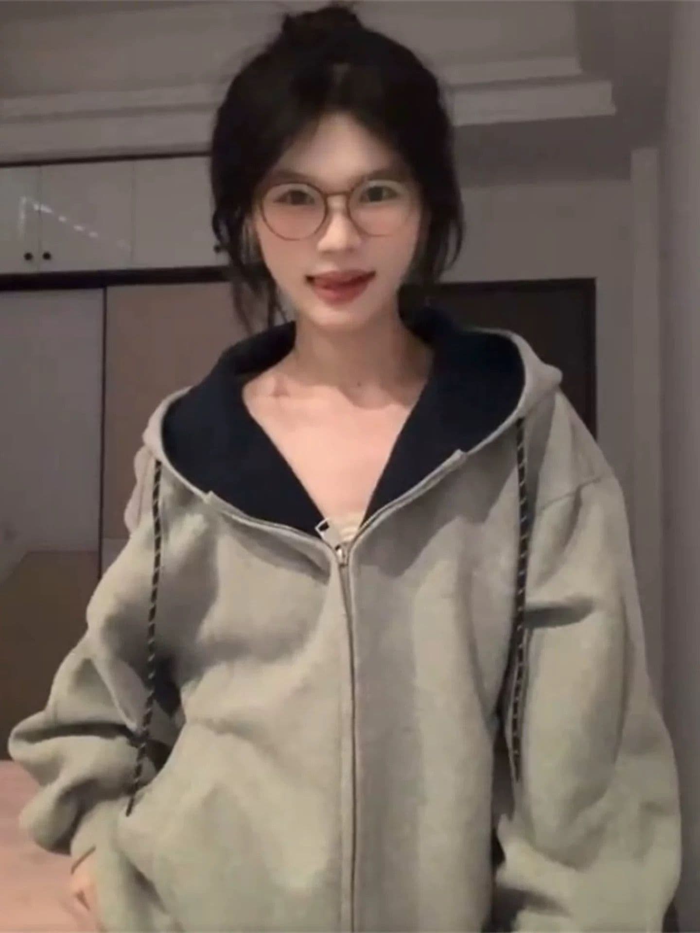 얇은 스타일 털이 있는 원본 솜씨 순수한 Mianhua 면 복합 후드티 여성 상세 이미지 6