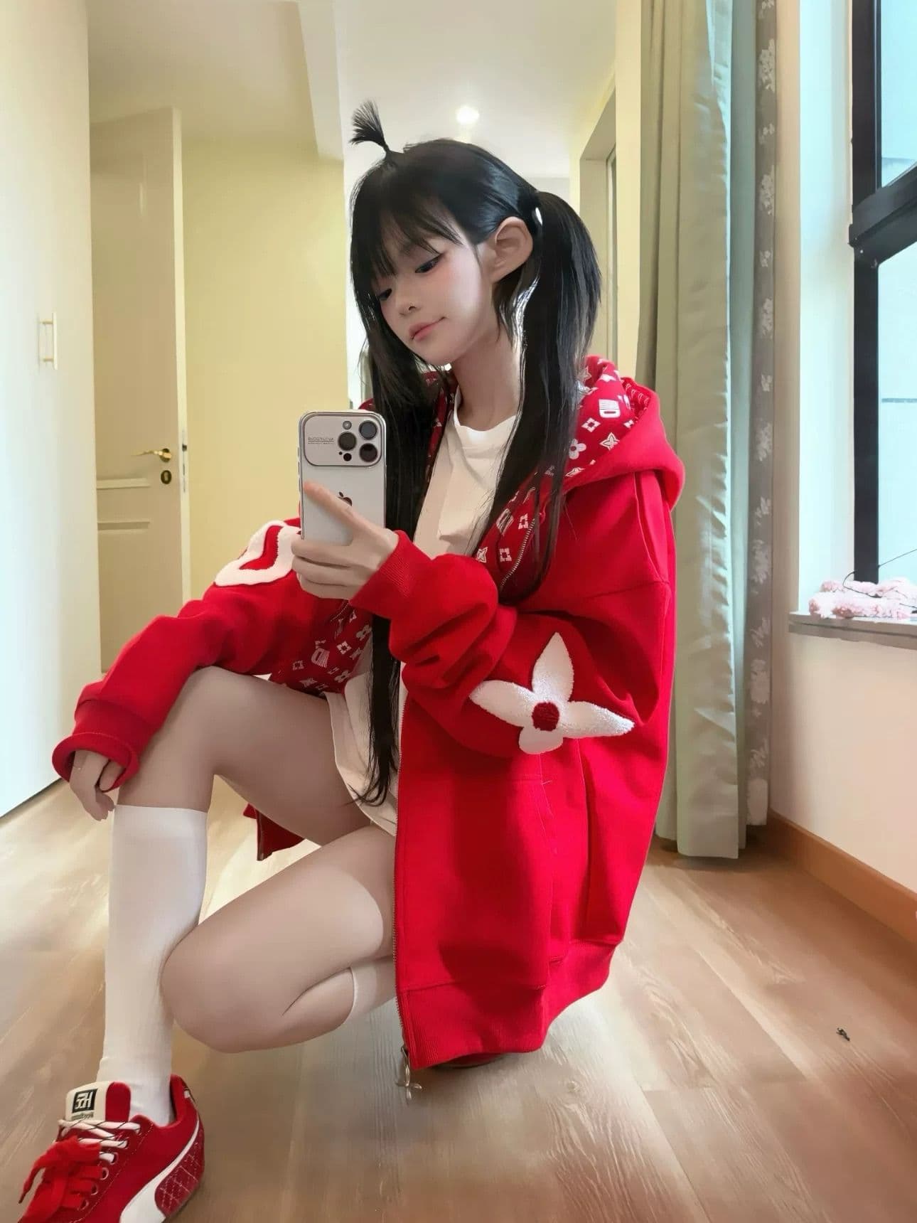 얇은 스타일 털이 있는 인사이드 펌프 원본 솜씨 순수한 Mianhua 면 복합 후드티 여성 이미지 4