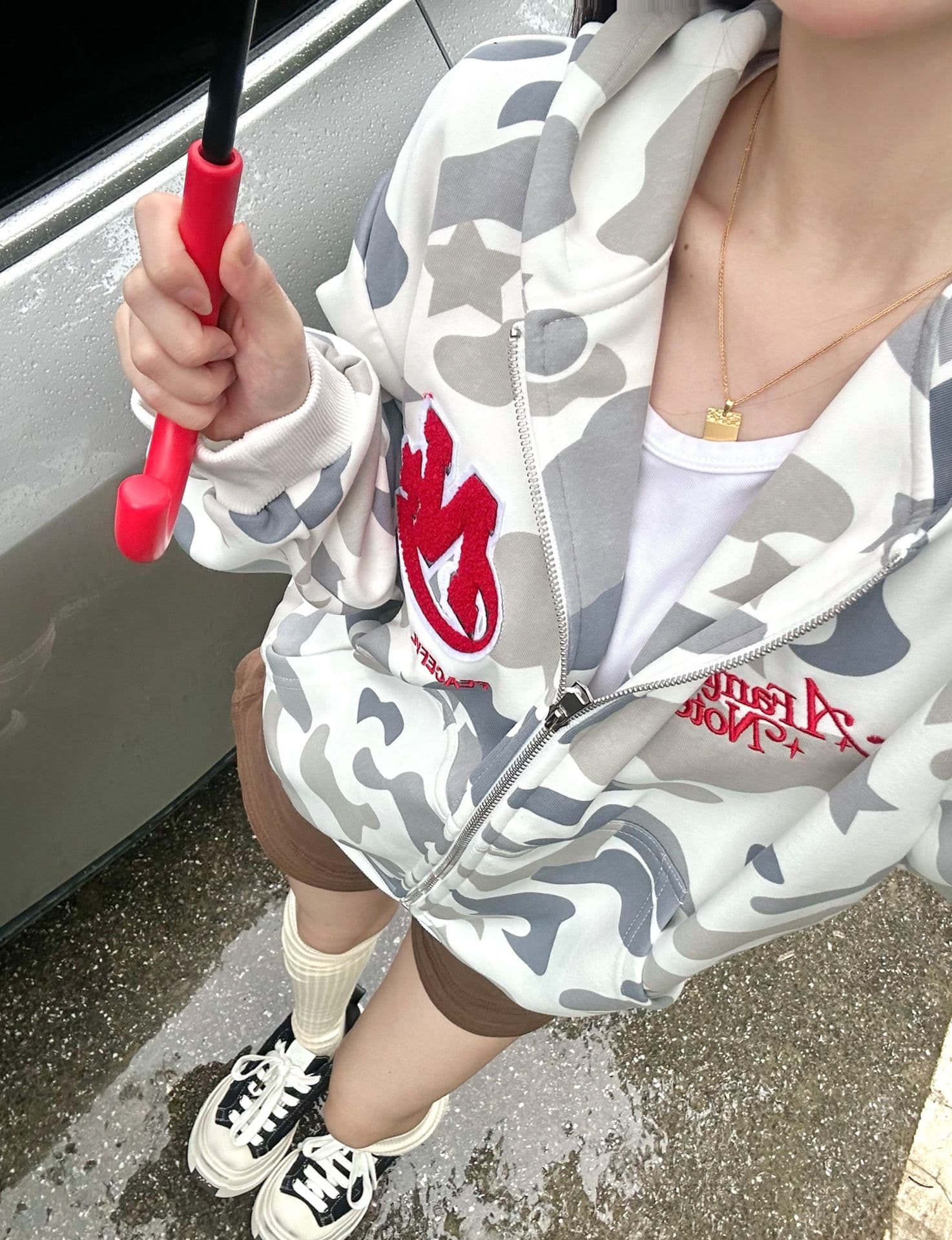 얇은 스타일 인사이드 펌프 백금 지퍼 이후 패키지 칼라 순수한 Mianhua 면 복합 후드티 여성 상세 이미지 6