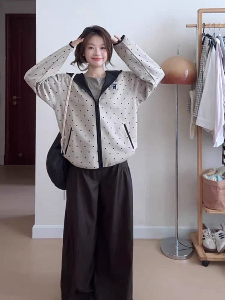 얇은 스타일 복잡한 블랙 하단 이후 패키지 칼라 순수한 Mianhua 면 복합 후드티 여성 상세 이미지 5