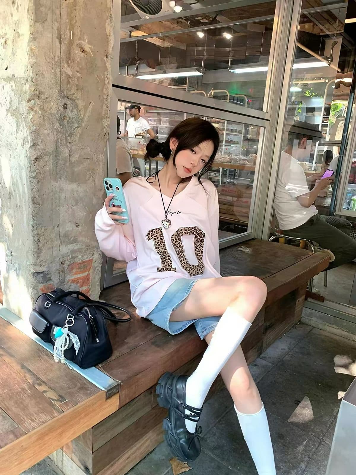 순면 220 그램 긴팔 티셔츠 여성 이미지 4