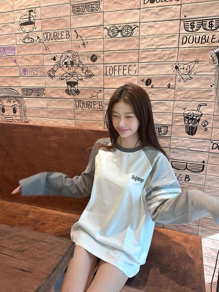 원본 솜씨 순면 220 그램 긴팔 티셔츠 여성 이미지 4