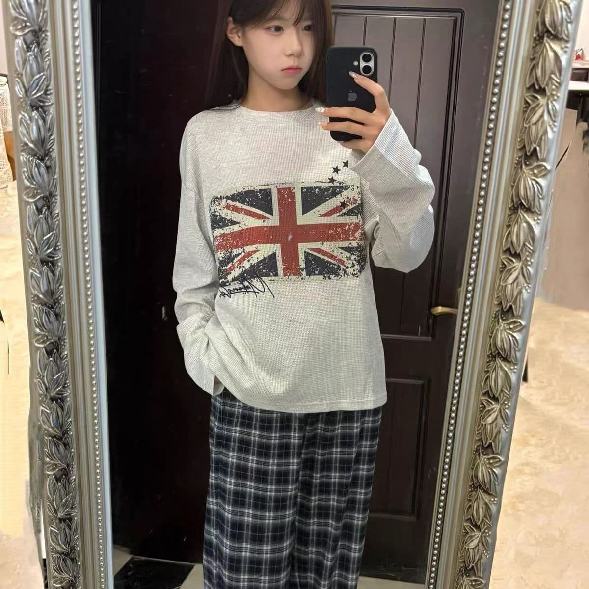 65 35 후아 남편 그리드 250그램 긴팔 티셔츠 여성 상세 이미지 5