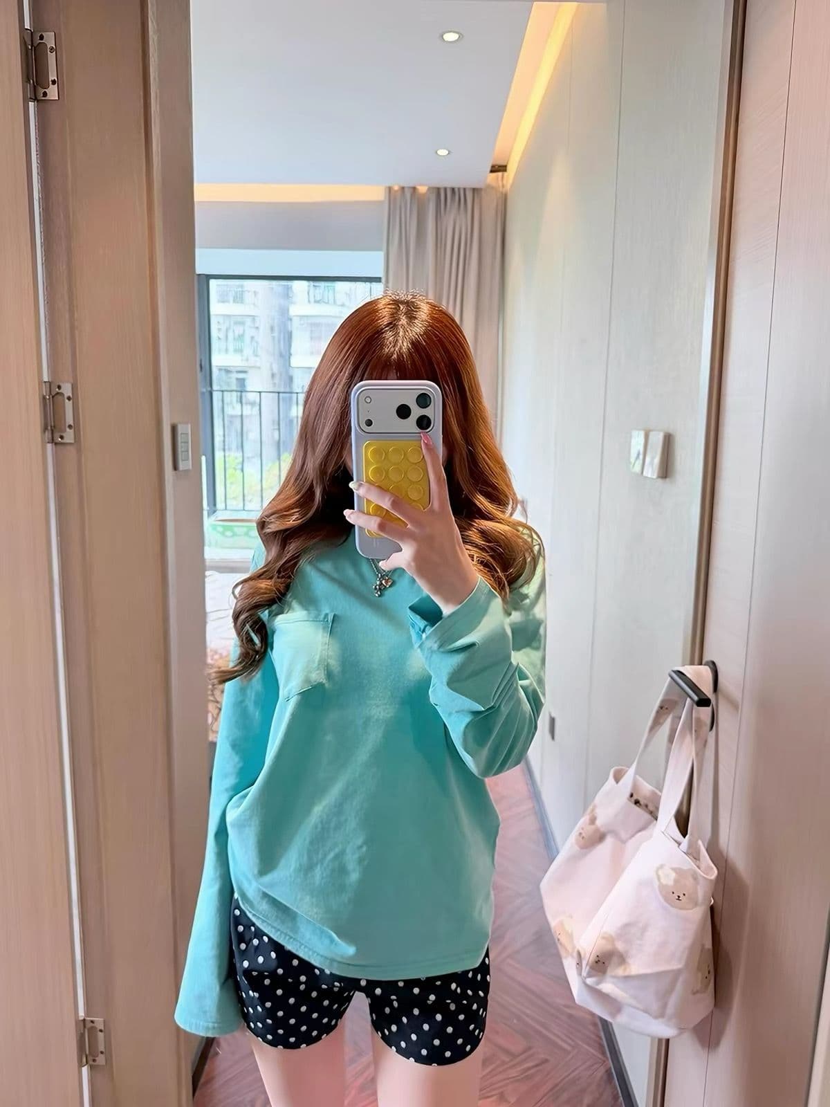 원본 솜씨 순면 더블 실 230 크 긴팔 티셔츠 여성 이미지 2
