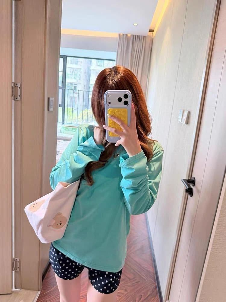 원본 솜씨 순면 더블 실 230 크 긴팔 티셔츠 여성 상세 이미지 3