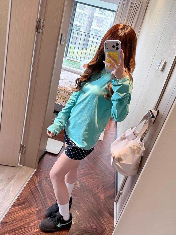원본 솜씨 순면 더블 실 230 크 긴팔 티셔츠 여성 상세 이미지 4