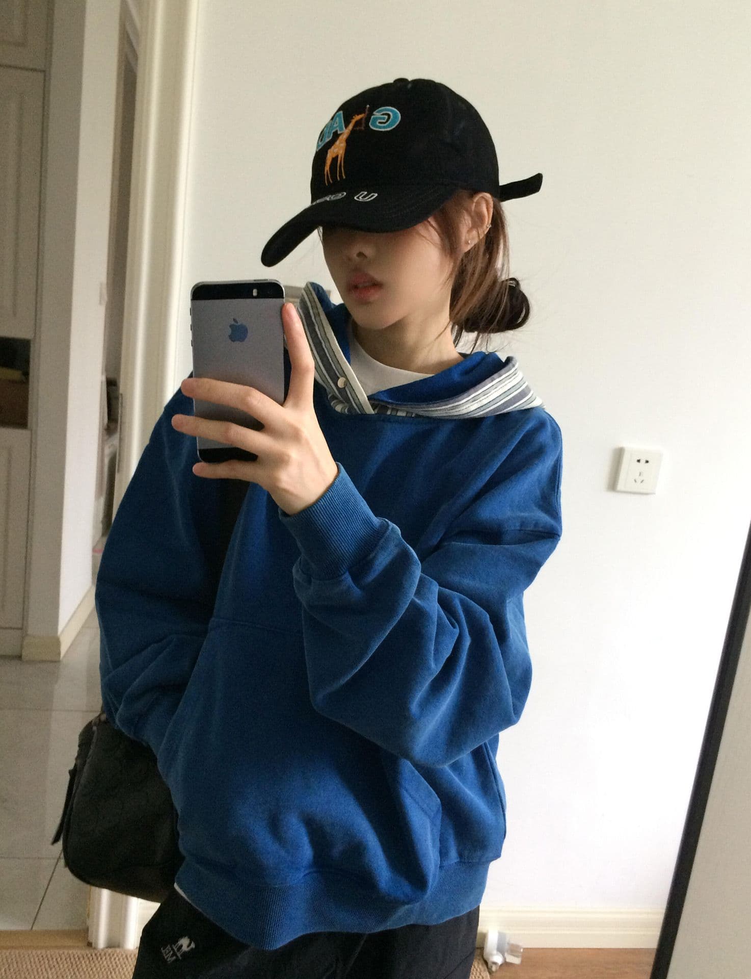 얇은 스타일 단추 이후 패키지 칼라 순수한 Mianhua 면 복합 330 그램 후드티 여성 이미지 2