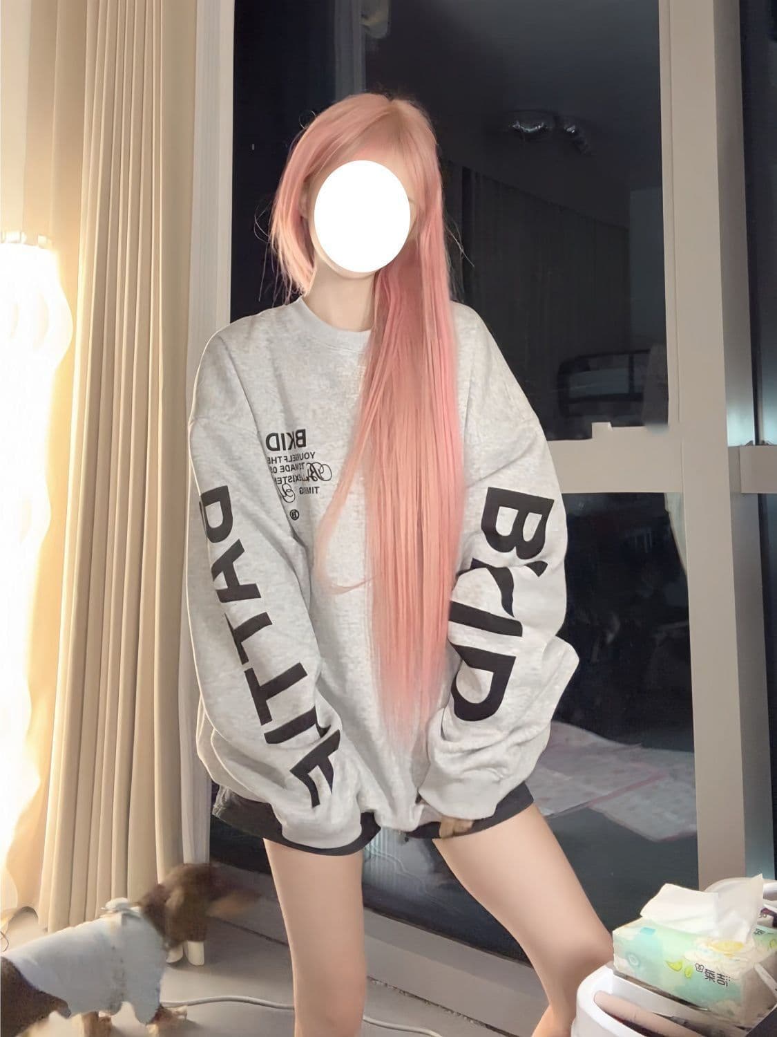 얇은 스타일 이후 패키지 칼라 순수한 Mianhua 면 복합 후드티 여성 상세 이미지 4