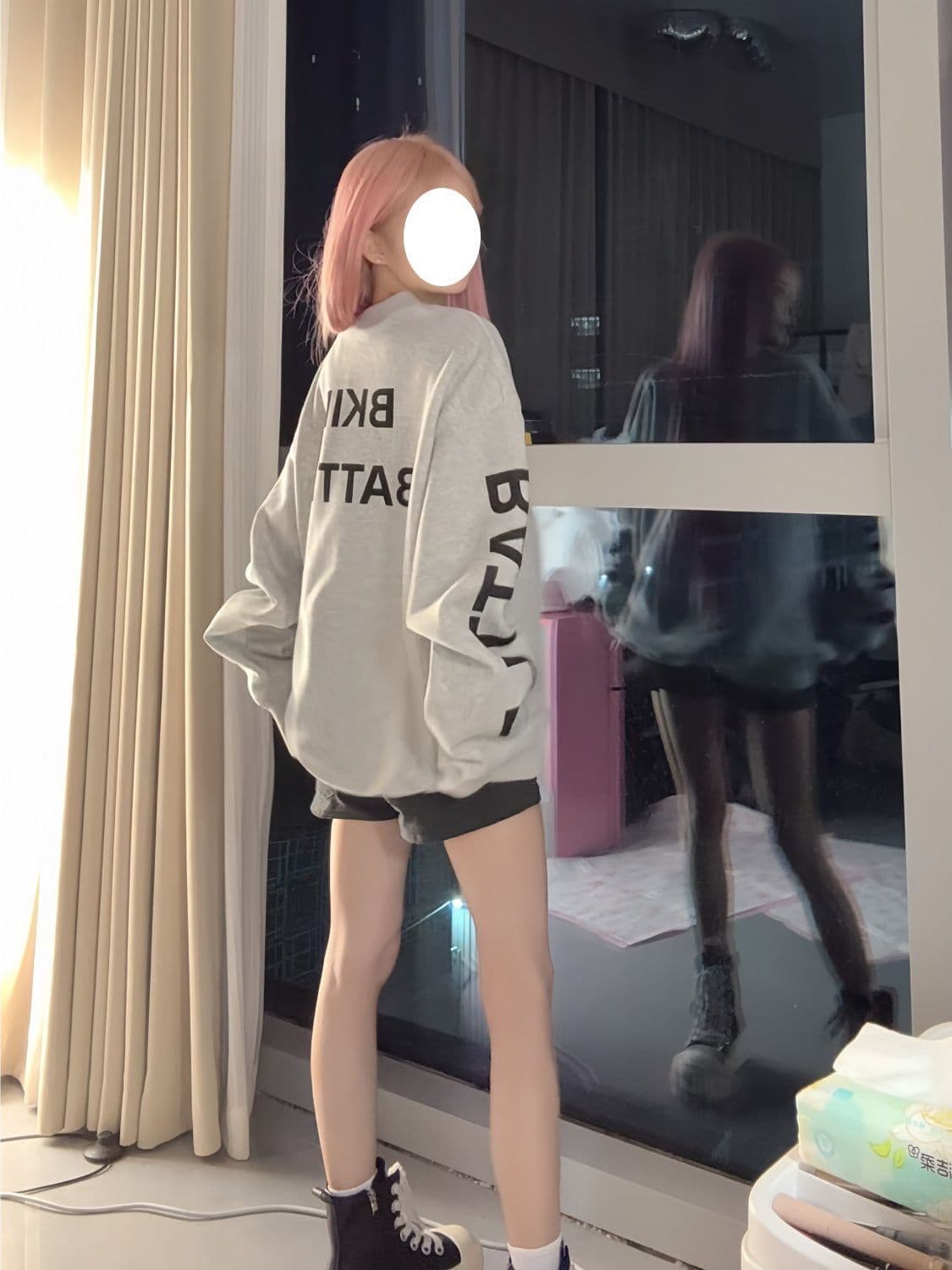 얇은 스타일 이후 패키지 칼라 순수한 Mianhua 면 복합 후드티 여성 상세 이미지 5