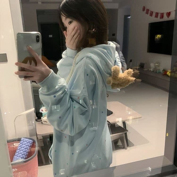 얇은 스타일 털이 있는 원본 솜씨 순수한 Mianhua 면 복합 우유 실크 후드티 여성 상세 이미지 9