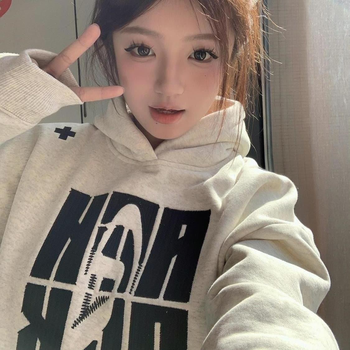 얇은 스타일 털이 있는 순수한 Mianhua 면 복합 암소 후드티 여성 상세 이미지 10