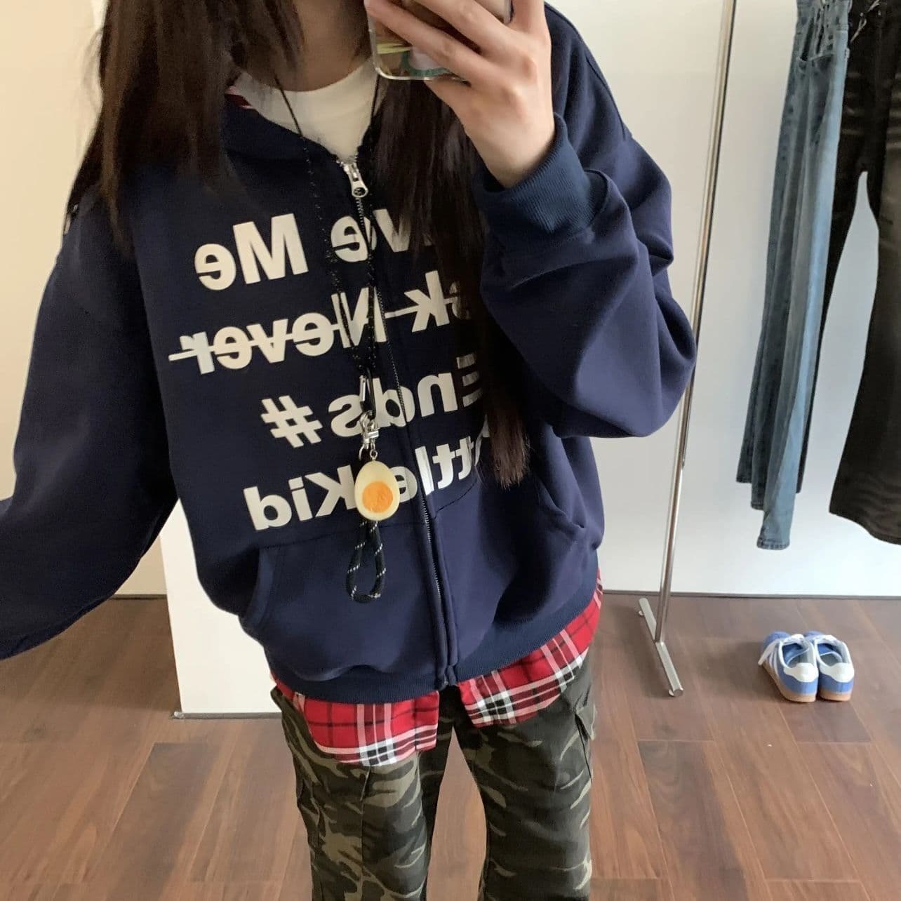 얇은 스타일 털이 있는 후아 면 복합 후드티 여성 코트 이미지 3