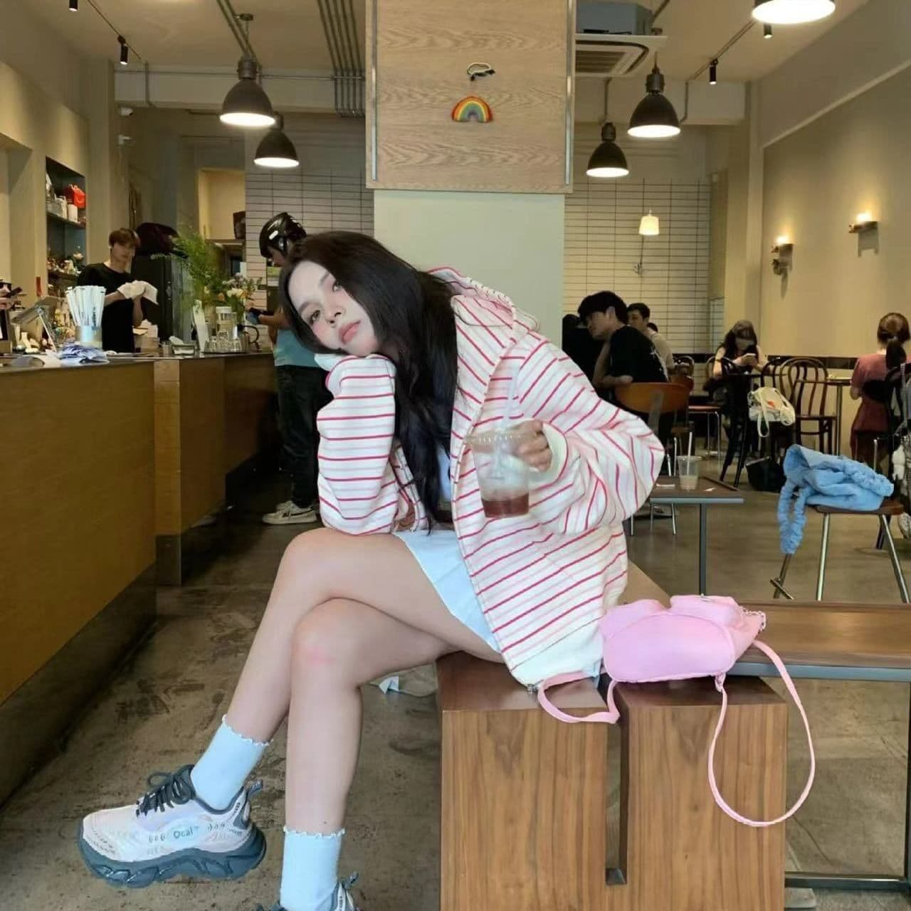 얇은 스타일 털이 있는 자수 순수한 Mianhua 면 복합 후드티 여성 이미지 5