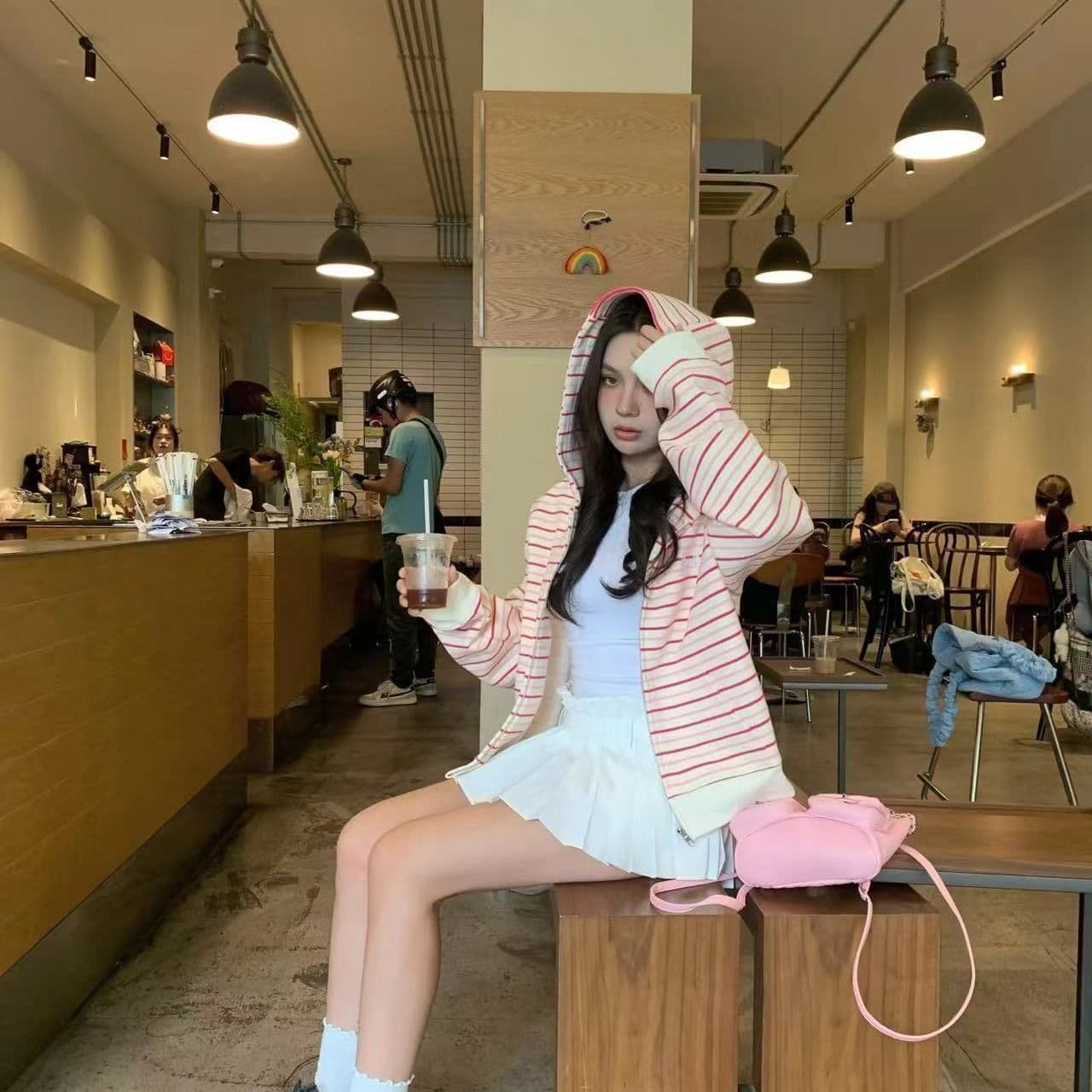 얇은 스타일 털이 있는 자수 순수한 Mianhua 면 복합 후드티 여성 상세 이미지 6